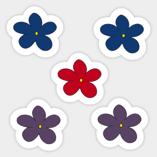 Hand drawn pastel color cartoon flowers Sticker